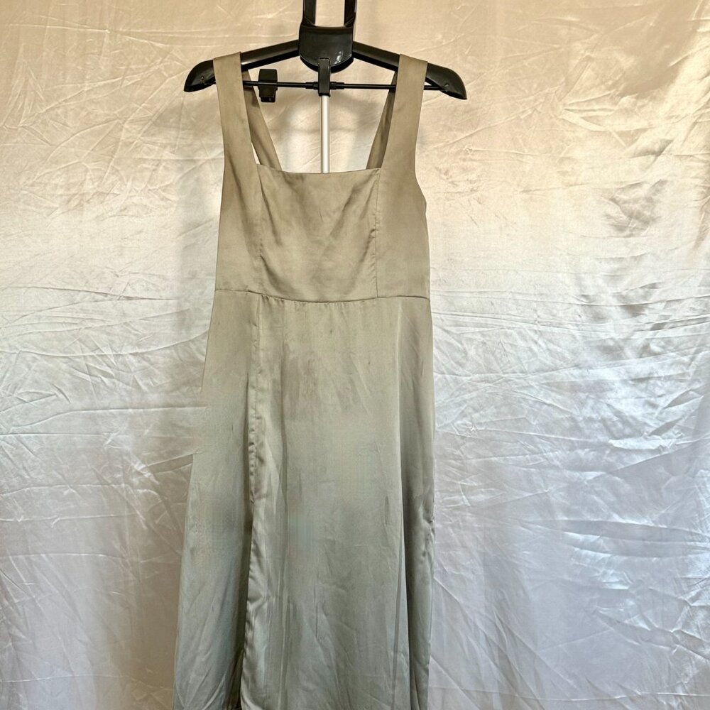 Show Me Your Mumu | Claire Midi Dress Moss Green Luxe Satin | Size L - Picture 6 of 6